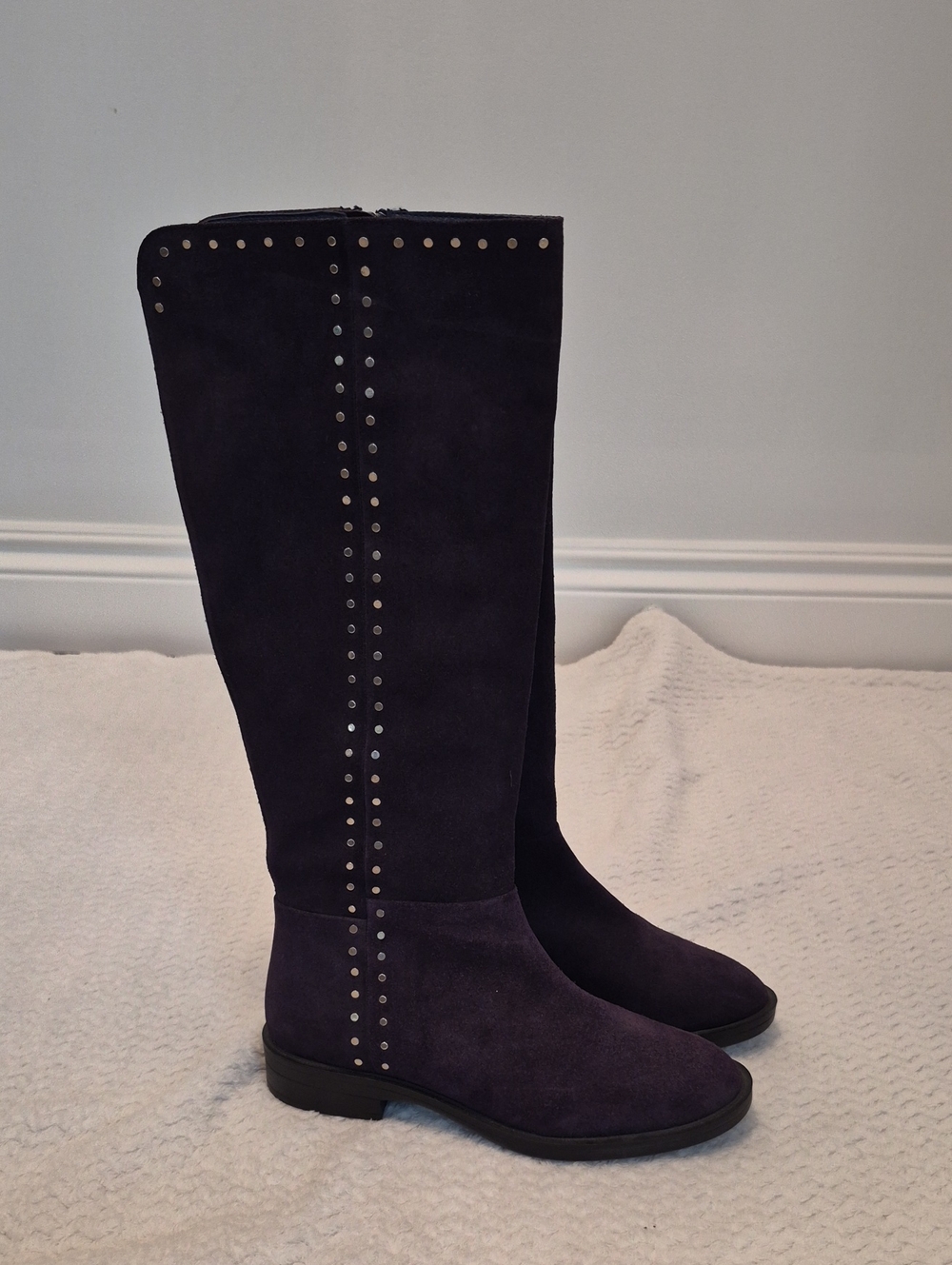 NIC+ZOE Purple Suede Over-the-Knee Boots with Stud Trim